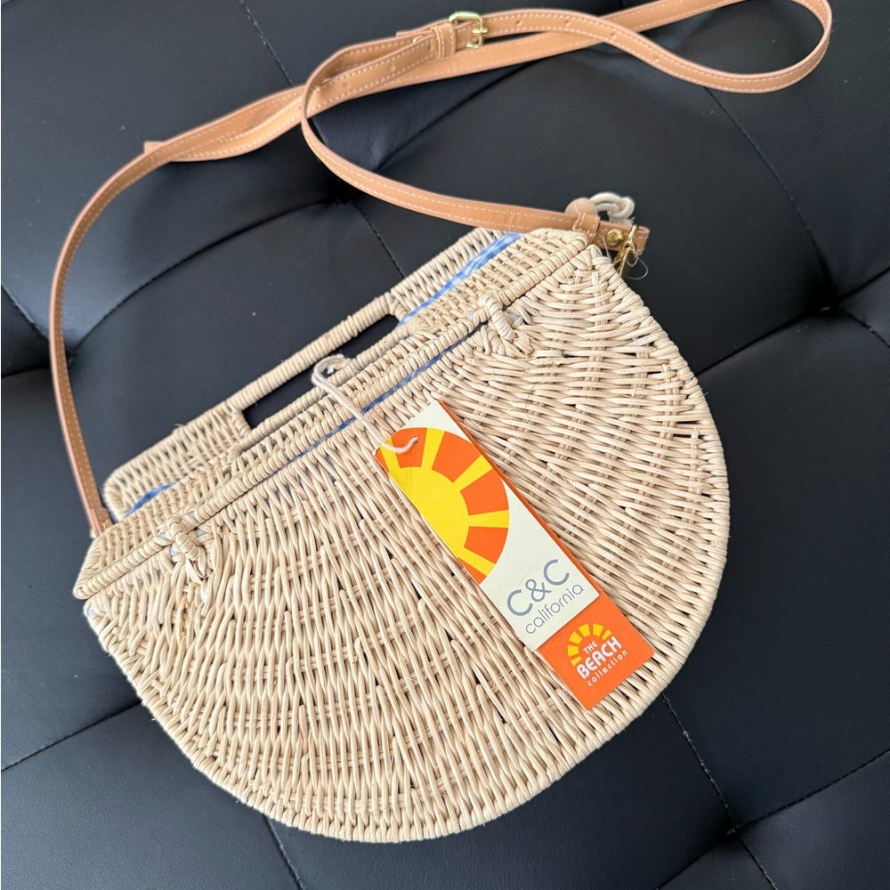 C&C California Natural Woven Crossbody Bag